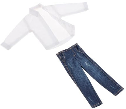 Luwecf 1/12 Skala Miniatur Kleidung Männliche Figur Puppe Kleidung Mini Jeans und Hemd für 6 Zoll– Maßstabgetreu – Ideal für Sammler & Modellbauer​