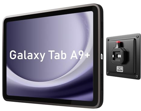 B2Bworkplace Tablet Halterung Wand kompatibel mit Samsung Galaxy Tab A9+ - inkl. Schutzhülle passgenau - vertikal & horizontal - flach - Schnellverschluss - Tablet Wandbefestigung Halter