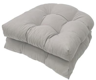 FYHTC U-förmiges Korb Sitzkissen, Terrassen Außenkissen Korb Sitzkissen, 2er-Pack, 48 X 48 cm Weiche Wetterbeständige Terrassen Außenkissen für Garten, Küche, Büro(Light Gray)