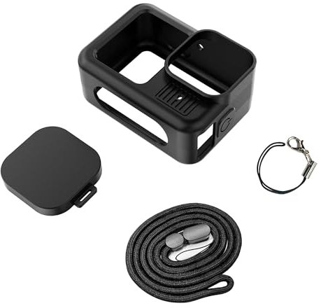 CERFFOOL Silicone Sleeve Protective Case for GoPro Hero 13 BLACK with Lens Caps & 40cm Long Rope & Lanyard for Action Camera Accessories Kit (Black)