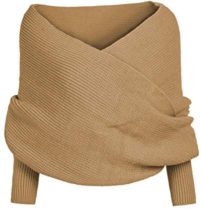 Weihnachtspullover Schal Mit Ärmeln Strick Elegante Ärmelschal Winter Warm Gestrickt Schals Umhang Einfarbig Wrap Schal Shawl Cape Strickschals Elastizität Mode Pulloverschal Freizeit Sweater Scarf