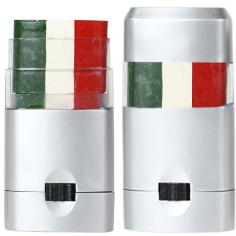 IKOPFLN 2 pezzi Stick Trucco Colore tricolore - Bastone per trucco della bandiera dei tifosi Partita di calcio Facile da applicare e rimuovere accessorio per il trucco(Italia)
