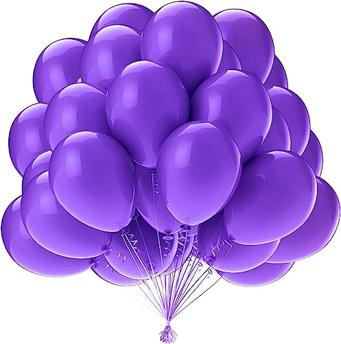 OWill Purple Balloons,50 pcs 10 Inch Purple Latex Balloons for Wedding, Birthday,Party Decorations