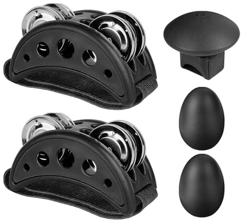 Rigych Egg Shaker e Tamburello a Pedale per Percussioni, Agitatore Ritmico a Dita per Suonare La Batteria, La Chitarra, L'ukulele, il Mandolino e il Banjo.