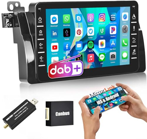 DAB 1+32G Android 13 Autoradio für BMW E46 1999-2005, 8 Zoll Touch Display Radio mit WiFi GPS BT FM SWC Mirror Link