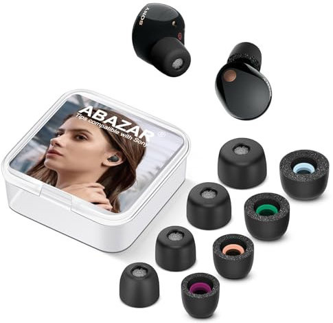 Memory-Schaumstoff-Spitzen für Sony WF-1000XM5 mit Staubnetz, rutschfeste Ersatz-Ohrstöpsel für Sony True Wireless Kopfhörer, passt in die Ladehülle, perfekte Geräuschunterdrückung, 4 Paar