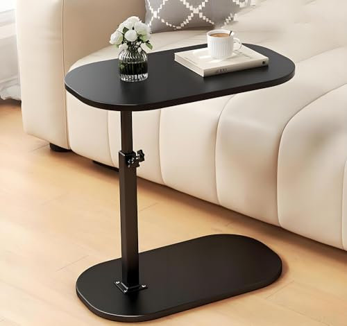 ZLXHFFH C Shaped Side Table, Adjustable Height C Shaped End Table, 360°Swivel Couch Side Tables That Slide Under, Modern Small Coffee C Table End Table for Sofa/Bed/Bathtub, Rotating Tabletop