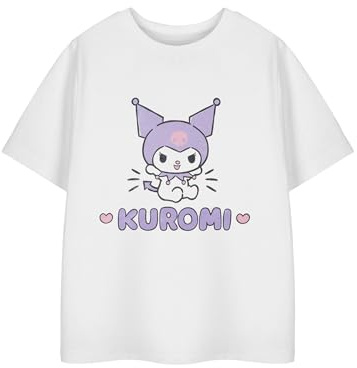 Hello Kitty & Friends Kuromi Mädchen T-Shirt | Kurzarm-Grafik-T-Shirt für Kinder | Sanrio-Charaktere Oben