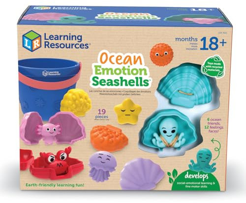 Learning Resources Coquillages Émotion Océan, Exploration des Émotions, Jeu Sensoriel Interactif, Créatures sous-Marines, Développement Émotionnel, Jeu Imaginatif, 19 Pièces, Bébés 18 Mois 1 2 3 Ans