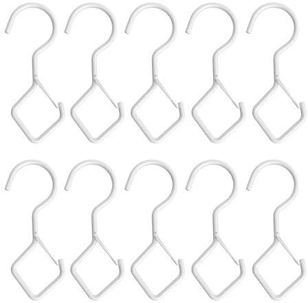 Laluky Packung mit 10 S-Haken, Weiße Hängehaken, Haken mit Sicherheitsvorrichtung, Haken für Kleiderstange für Küche, Werkstatt, Bad, Garten, Schlafzimmer, Außenbereich(FARBE:weiß)