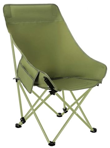 HI SUYI High Back Moon Camping Chairs Portable Large Heavy Duty Folding Saucer Lounge Chair with Side Storage Pocket Head Padded, Supports up to 400lbs