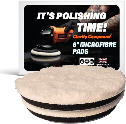 MINK METAL Clarity Compound, Microfibre Final Finishing Pad, 150mm Hook & Loop Pad for Fast Finish Glossing (2-Pack).