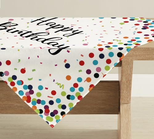 Artoid Mode Punkte Happy Birthday Geburtstag Tischwäsche, Saisonnal Küche Tisch Esstisch Dekoration Drinnen Urlaub Party Dekor 85x85 cm