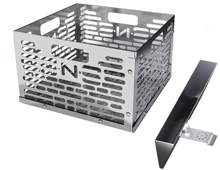 SnS Grills Slow ‘N Sear® Stainless Steel Charcoal Basket and Water Wall - V-Shaped Water Pan for Fuel Efficiency, Temperature Control & Moisture - Fits Oklahoma Joe & Other Offset Smokers