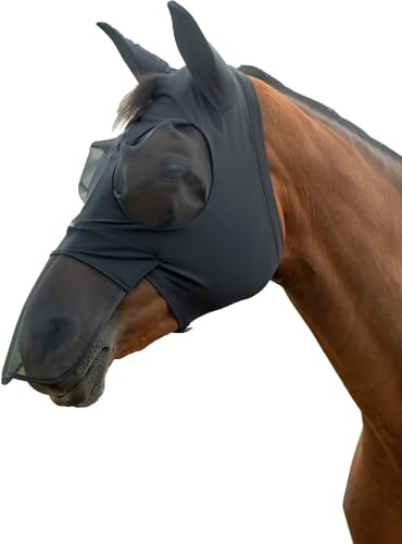 HKM Elastic Fliegenschutzmaske mit Nüsternschutz, Rauchblau, XL