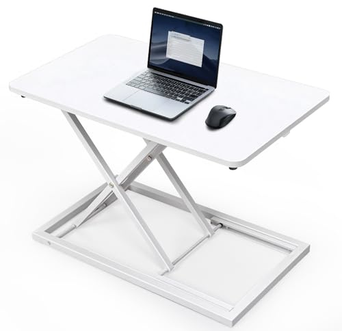 Gugxiom Stehpult-Konverter Höhenverstellbar, 60CM Einzel-Stehpult-Aufsatz für Ergonomische Sitz-Steh-Computerarbeitsplätze, Tastatur- und Mausaufsatz für Laptop, Büro, Zuhause (Weiß)