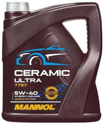 MANNOL 7727 Ceramic Ultra 5W-40 Motoröl, Benzin- und Dieselmotor, 4L | Synthetisch mit ACEA A3/B4, MB 229.5, VW 502 00, API SN, auch für Turbo, Zwei- und Viertaktmotoren, getunte Fahrzeuge
