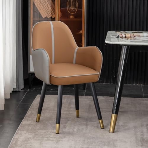 GIZNXBA Esszimmerstühle Gepolsterte Akzent-Sessel Küchenstuhl Polsterstuhl Esszimmer Mit Metallbeinen Armlehnstuhl Mit Dickem Polster Für Zuhause, Schlafzimmer(Bruin)