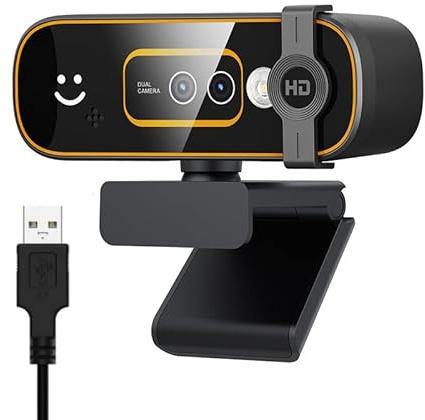 PUSOKEI Cámara Web de 1080P con Micrófono, Enfoque Automático y Reconocimiento Facial, Cámara Web de Video con Clip para Computadora Portátil de Escritorio de 2MP para WindowsHello