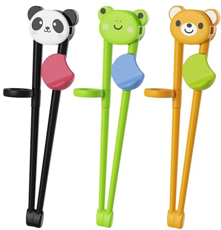 Animal Learning Chopsticks, Training Sticks for Kids, 3 Pair Cute Animal Chopsticks for Children, Dishwasher Safe Kids Beginners Learning Practice Chopstick for Brain Training