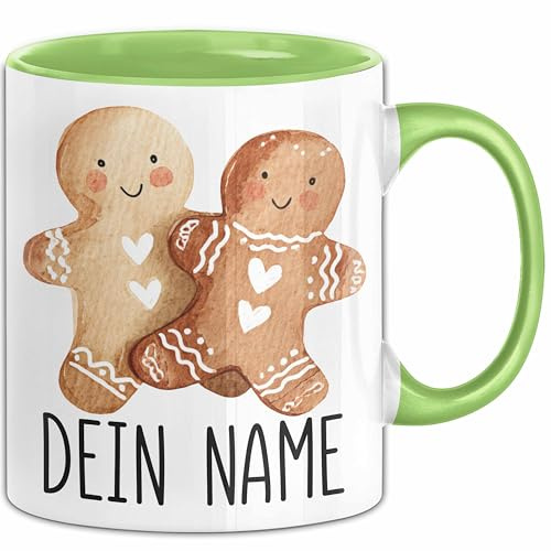 Weihnachten Tasse mit Namen – Personalisierte Tasse Lebkuchen Geschenkidee Namentasse Geschenk (Grun)