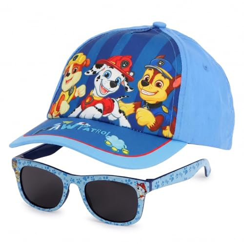PAW Patrol Kinder Basecap mit Sonnenbrille, Baseball Kappe Mütze Gr. 52, Baumwolle mit Polyester-Print, blau, ca. bis 7 Jahre