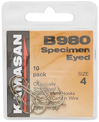 Kamasan B980 Barbed Specimen Eyed Hooks - Size 4, One Size