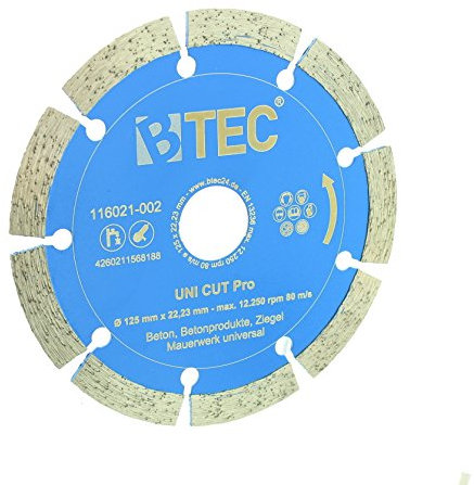 Diamant-trennscheibe BTEC UNI CUT Pro Trennscheibe 125mm zum Schneiden von Beton, Ziegel, Mauerwerk und weiteren Materialien
