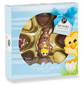 Peters Mit Genuss verführt | Frohe Ostern | Pralinen-Mischung | Ohne Alkohol | Ostern | Schokolade | Ostergeschenk | Trüffel | Geschenk | Süßigkeiten | Ostereier | 110g