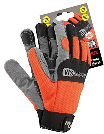 Reis RMC-VISIONER_M Mechanics Gloves Schutzhandschuhe, Orange-Schwarz-Grau, M Größe, 1 Stück