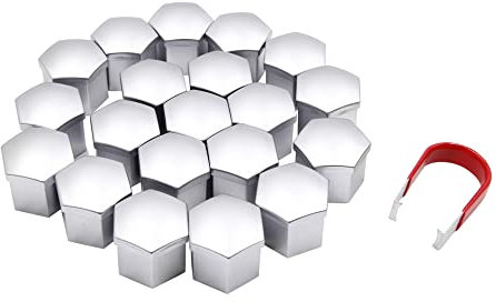 sourcing map 20Stk. 21mm Radmutternkappen Radbolzen Radkappen Abdeckungen Verschlusskappe für Autos Silber