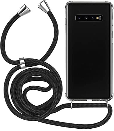 MyGadget Handykette für Samsung Galaxy S10 Plus - [ TPU Hülle mit verstellbaren Band ] - Handyhülle mit Handyband zum Umhängen Kordel Schnur Case Schutzhülle - Schwarz