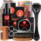 Kit Barbe Homme Pour barbe 10 en 1 Kit Soin Barbe Homme avec Huile à barbe, Pinceau à Barbe, Peigne à Barbe, Baume à Barbe, Shampoing, Peigne à Modeler et Ciseaux à Moustache