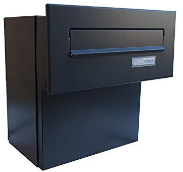 F-042 XXL Mauerdurchwurf Briefkasten mit Namensschild (Tiefe: 27-40,5 cm) Anthrazit (RAL 7016) - LETTERBOX24.de