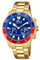Lotus Herren Smartwatch Hybrid Connected Edelstahl Gold-Blau-Rot, Durchmesser: 44,5mm, Wasserdichtigkeit: 10 Bar, 18802/3