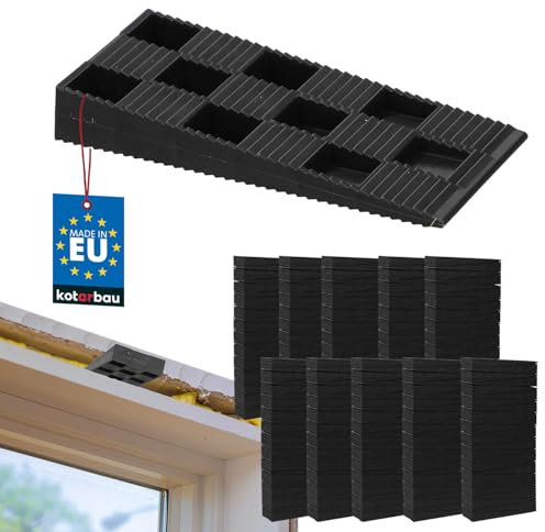 KOTARBAU® Lot de 250 cales de montage en plastique 94 x 44 x 14 mm pour fenêtre, porte, cadre de fenêtre, noir