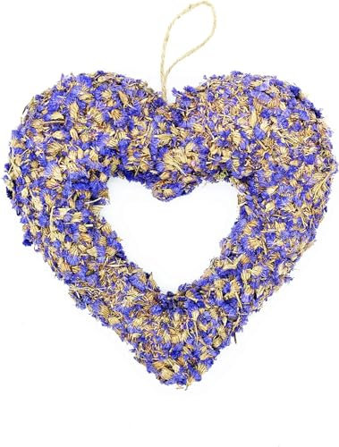 HEITMANN DECO Weidenherz mit Zierband - Türkranz Frühling - Fenster- und Türdeko mit Holzblumen und Organzabändern - Natur, Grün, 26.5 x 26 x 8 cm