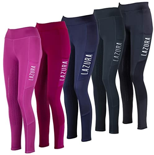 Lazura - Reitleggings für Damen Emilia | Vollbesatz aus Silikon | Vollbesatzreithose mit 2 seitlichen Handytaschen | Reithose in der Farbe Cranberry | Reitbekleidung in Größe 40