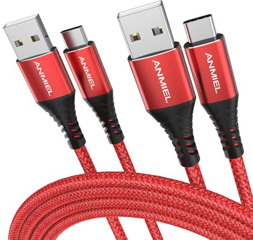 ANMIEL USB Type C Cable [3M+3M] 3.1A Nylon Braided USB-C Cable Compatible with Samsung Galaxy S10 S9 S8 S20 A51 A11,Note 10 9 8,USB C Charger Cable (Red)
