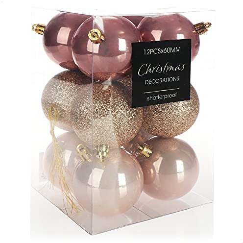 com-four® 12x Weihnachtskugel - Christbaumkugeln aus Kunststoff für Weihnachten - Baumschmuck für den Christbaum - Christbaumschmuck