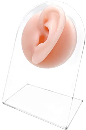 WARRIOR Oreille Langue Oeil Nez Nombril 3D en Silicone avec Présentoir Outil de Pratique pour Piercing (Oreille)