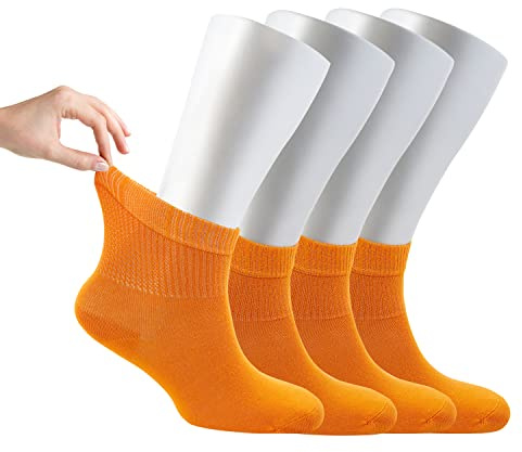 Cosyfeel® Women Loose Diabetic Socks | 4-Pack Neuropathy Ankle Socks for Ladies | Super Soft Eco-Friendly Bamboo Material | Durable with Seamless Toe | Multicolour Patterns | 4 Seasons