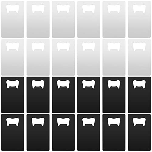 Jiuguva 50 Pieces Credit Card Bottle Opener Poker Stainless Steel Beer Bottle Opener Groomsmen Bottle Opener for Wallet and Shirt Pocket Wedding Bridesmaid Party Favor Black and Silver