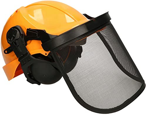 KOTARBAU® Kettensägen-Sicherheitshelm mit Gehörschutz und Netzvisier Schlagfestes HDPE