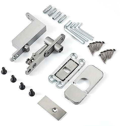 Ranbo Charnières pivotantes de porte à fermeture automatique robustes pour portes en bois, tige à 360 degrés, système de charnière invisible en acier inoxydable (2 positions réglables)