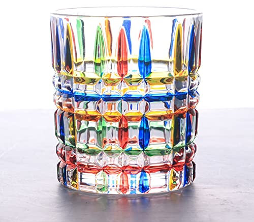 Aebor Vasos coloridos, vasos de agua de colores pintados a mano, vasos de agua multicolor, vasos de whisky y vino, vasos (rayas)