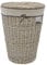 JVL Arianna Round Tapered Willow Linen Laundry Basket, Grey Wash