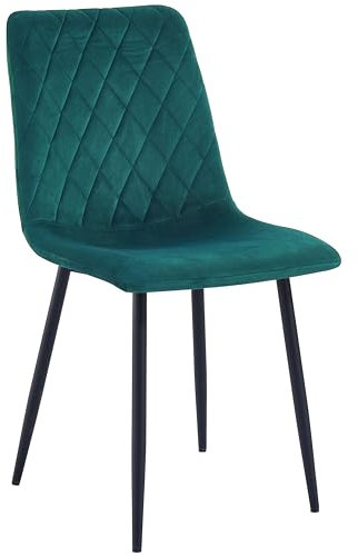 Mevsim - Elisia Esszimmerstuhl 1er Set Grün - Samt - Metallbein - Wohnzimmersessel - Samt Sessel Stuhl - Edelstahl Küchenstuhl Schwarze Metallbeine - Polyester Stuhl - Anti-Rutsch