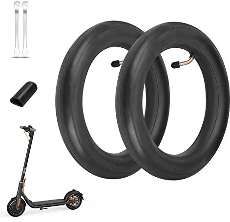 YHTSPORT Cámaras de Aire 10 Pulgadas, Cámara Reforzada 10x2.50 para Rueda de Patinete Eléctrico,Repuesto para Neumático con Válvula de 45°, con 2 Bastones Neumáticos + Funda Soporte