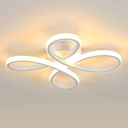 SENQIU LED Deckenleuchte Modern, 30W 3500K Led Deckenlampe Warmweißes Licht, Led Deckenbeleuchtung 4 Head Flower Design,Deckenleuchte Weiß Acryl für Wohnzimmer, Schlafzimmer Küche, Esszimmer